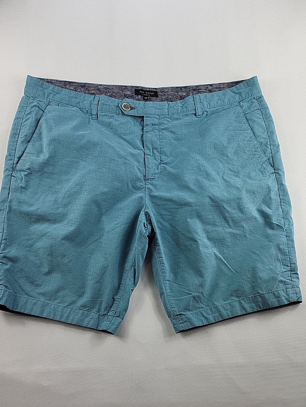Ted Baker London Men's Flat-Front Chino Shorts - Aqua / Light Blue Size 38